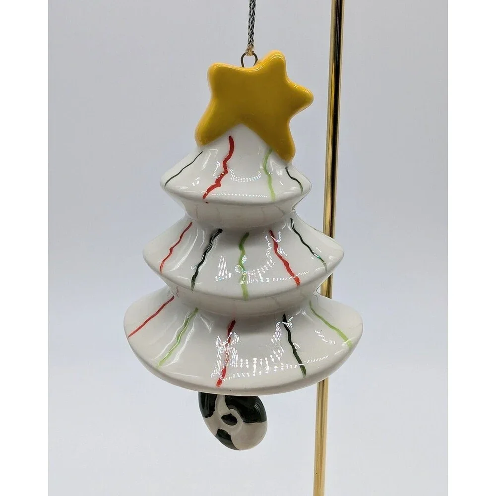 Christmas Tree Shaped Bell Ornament Porcelain Ceramic